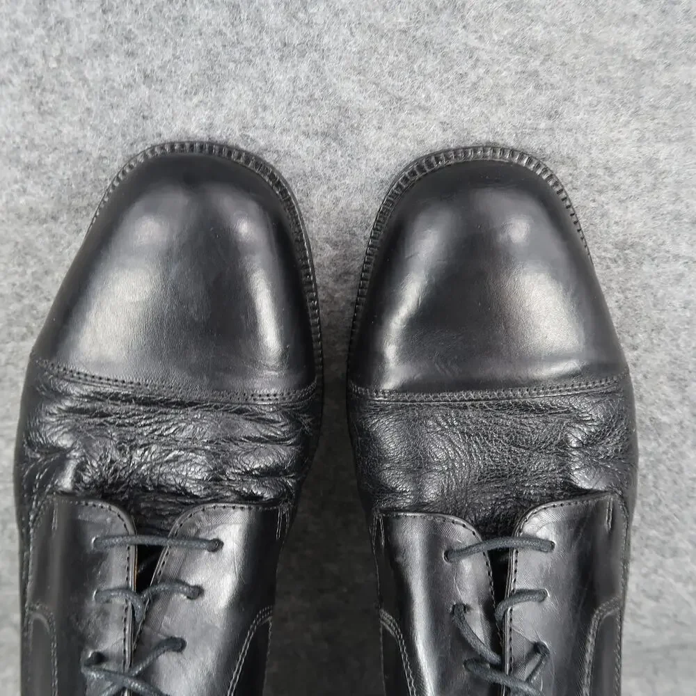 Pronto Uomo Dress Shoes Mens 8.5 Oxford Leather Derby Cap Toe Black Formal Italy